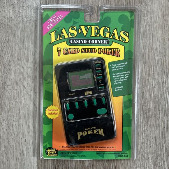 Las Vegas 7 Card Stud Poker Handheld Electronic Game 1995 MGA-804 Micro America - Picture 1 of 7